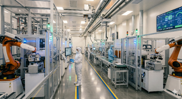 Modern manufacturing factory floor